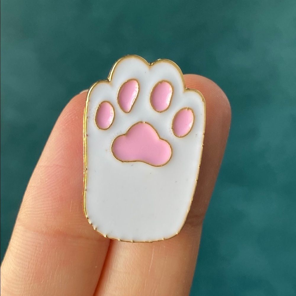 White Kitty Paw Enamel Pin/ Brooch Lapel